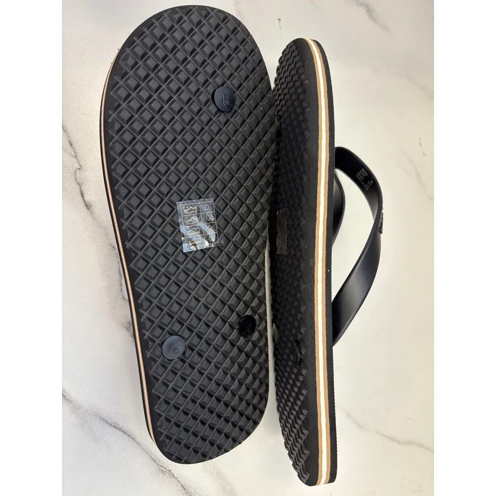 Michael Kors Travis Flip Flops Brown Black MK Logo Sandals 42S2TRFA2Q Mens 8